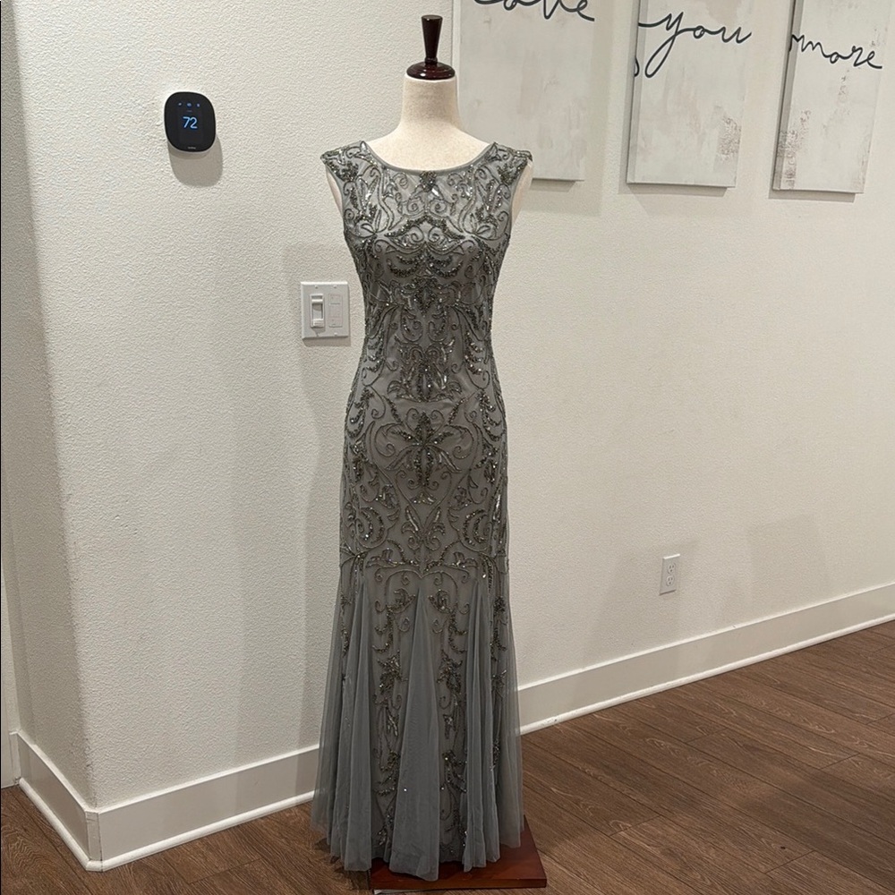 Elegant Gray Beaded Evening Gown
Worn once

With Shawl included